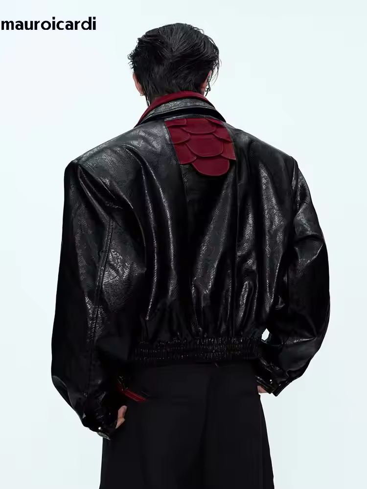 Streetwear Brand Clothing - Mauroicardi 봄 가을 패치 워크 짧은