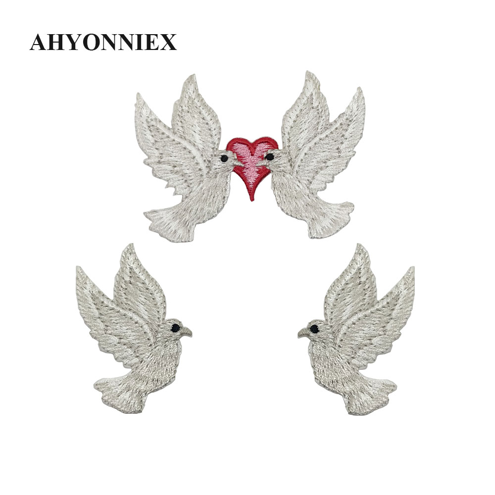 Streetwear Brand Stickers - AHYONNIEX 흰색 비둘기 자수 파치, 귀여운