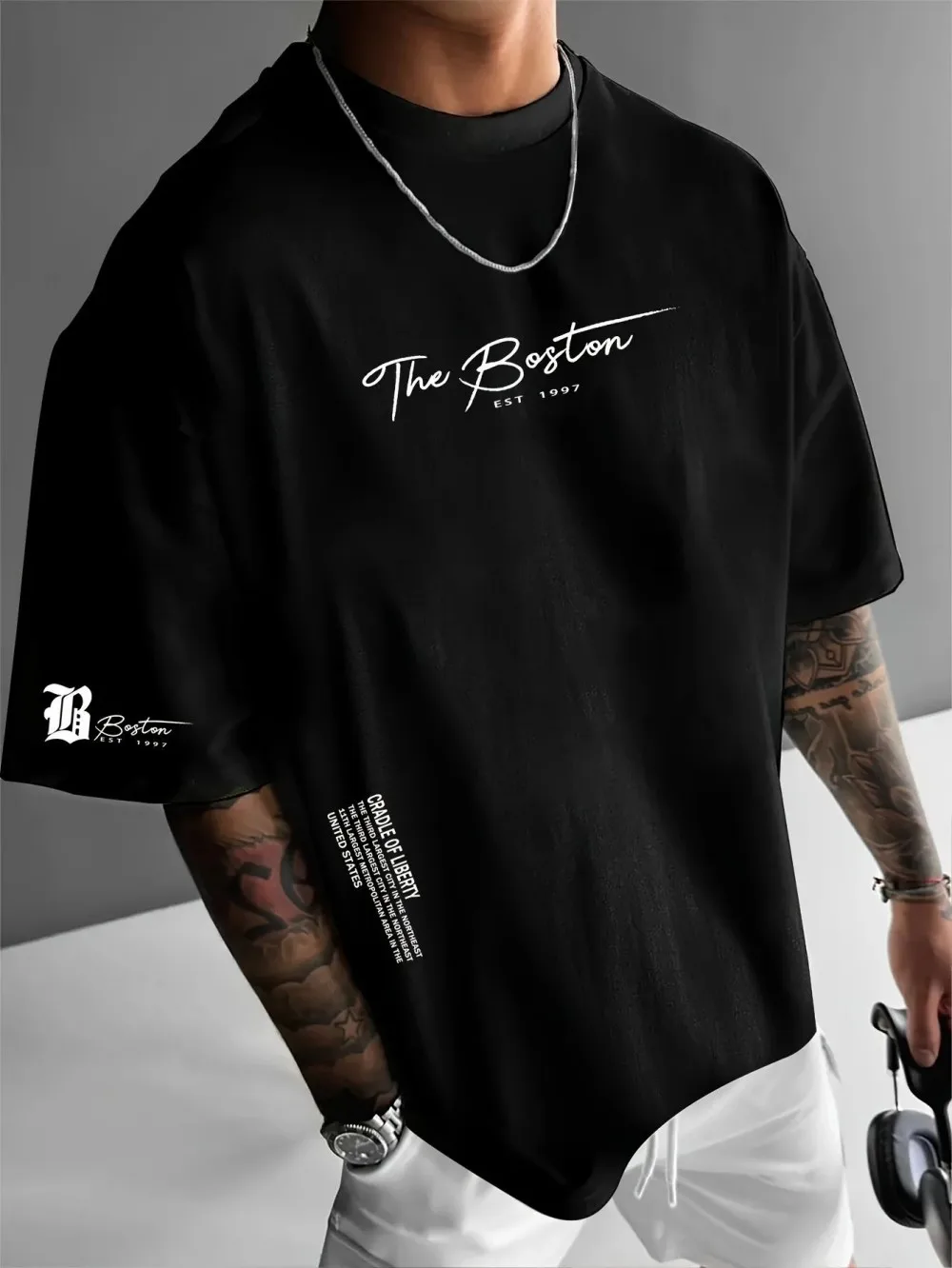 최신 명품 남성 브랜드 레터 프린트 티셔츠, 100%  - Streetwear Brand Clothing 리뷰 및 가격