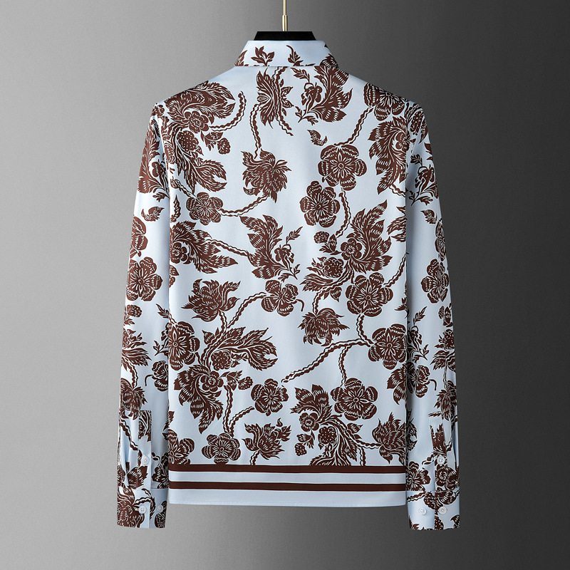 브랜드 플라워 프린트 남성 셔츠 레트로 스트라이프 긴팔 - Streetwear Brand With Flowers 리뷰 및 가격