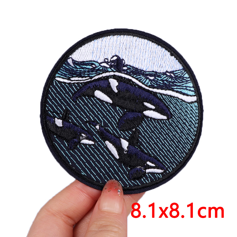 웨이브/돌고래 상어 패치 야외 자수 패치 의류에 대한  - Streetwear Brand Stickers 리뷰 및 가격