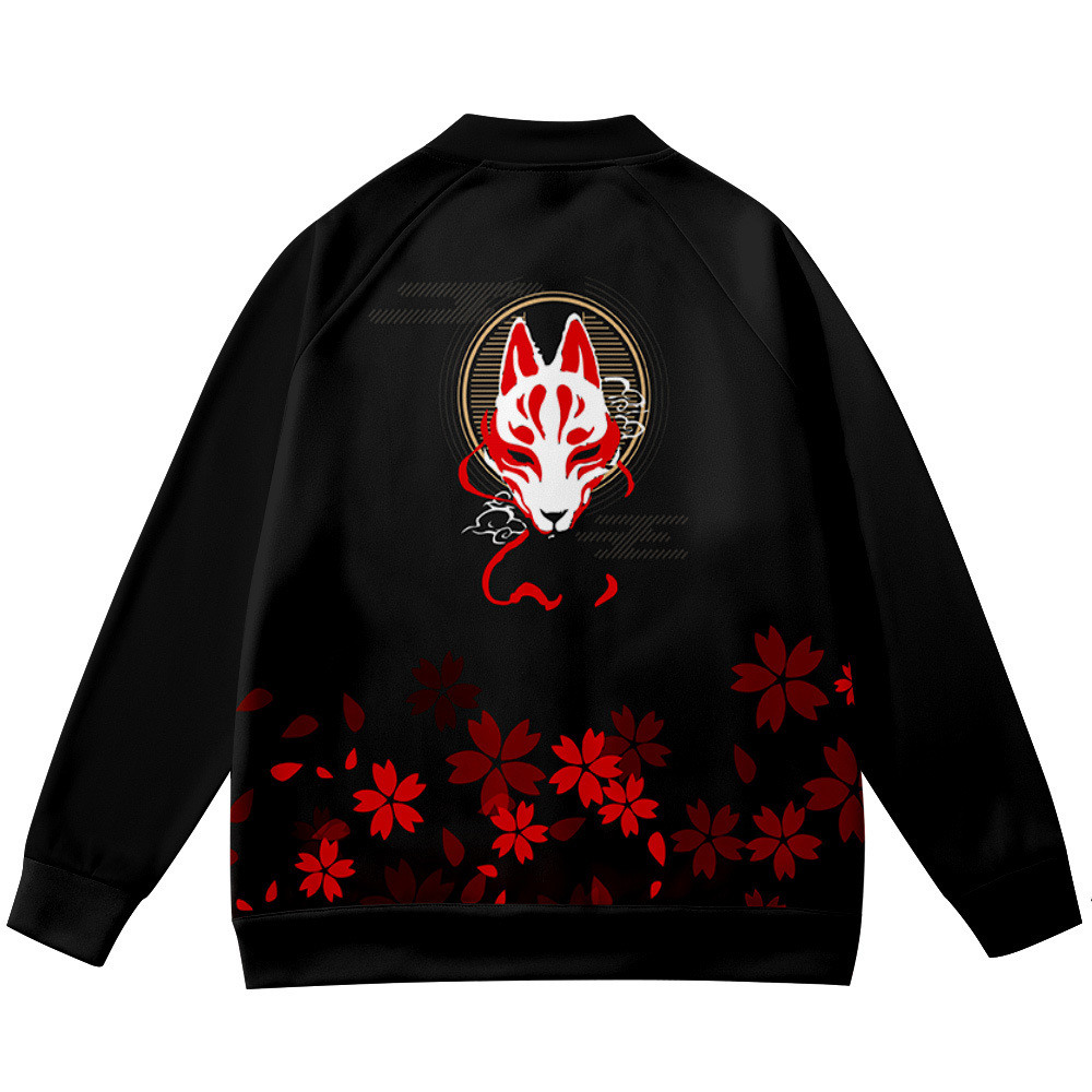 코트 애니메이션 꽃 여우 3D 프린트 스탠드 칼라 재킷 - Streetwear Brand With Flowers 리뷰 및 가격