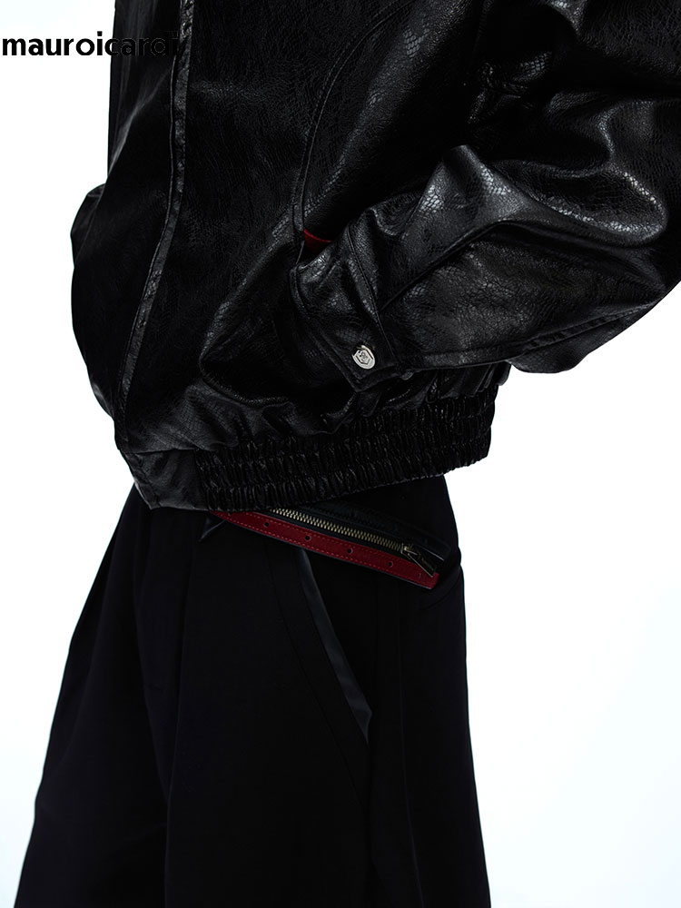 Mauroicardi 봄 가을 패치 워크 짧은 뱀 가죽 - Streetwear Brand Clothing 리뷰 및 가격