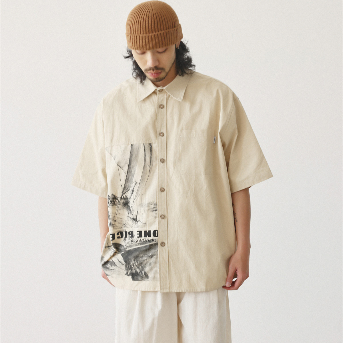 일본 패션 셔츠 남성 빈티지 프린트 루즈 캐주얼 반소매 - Japanese Brand Streetwear Vintage 리뷰 및 가격